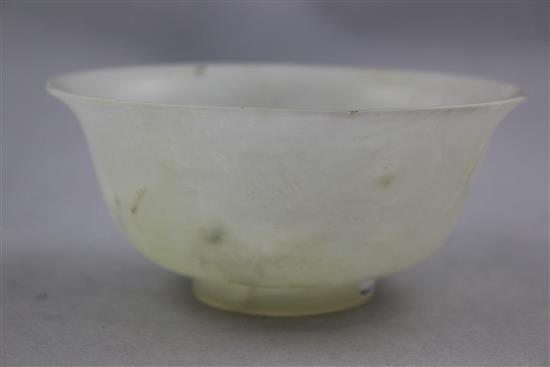 A Chinese bowenite bowl, 12.5cm